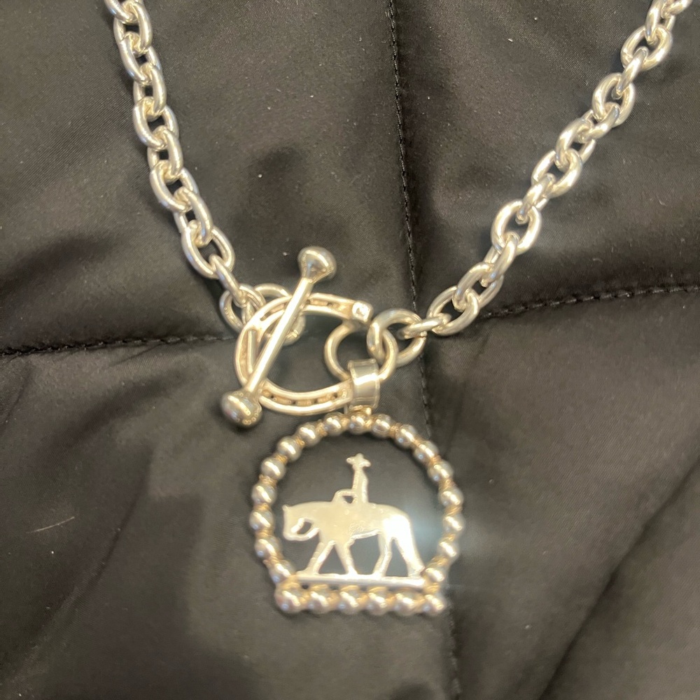 .925 Sterling Silver Chain Necklace Equestrian Pendant